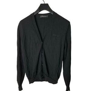 Versace wool cardigan sweater black size 52